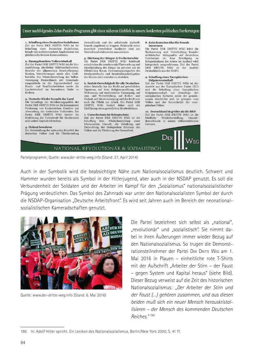 Seite 86 des Verfassungsschutzbericht 2016 Sachsen
