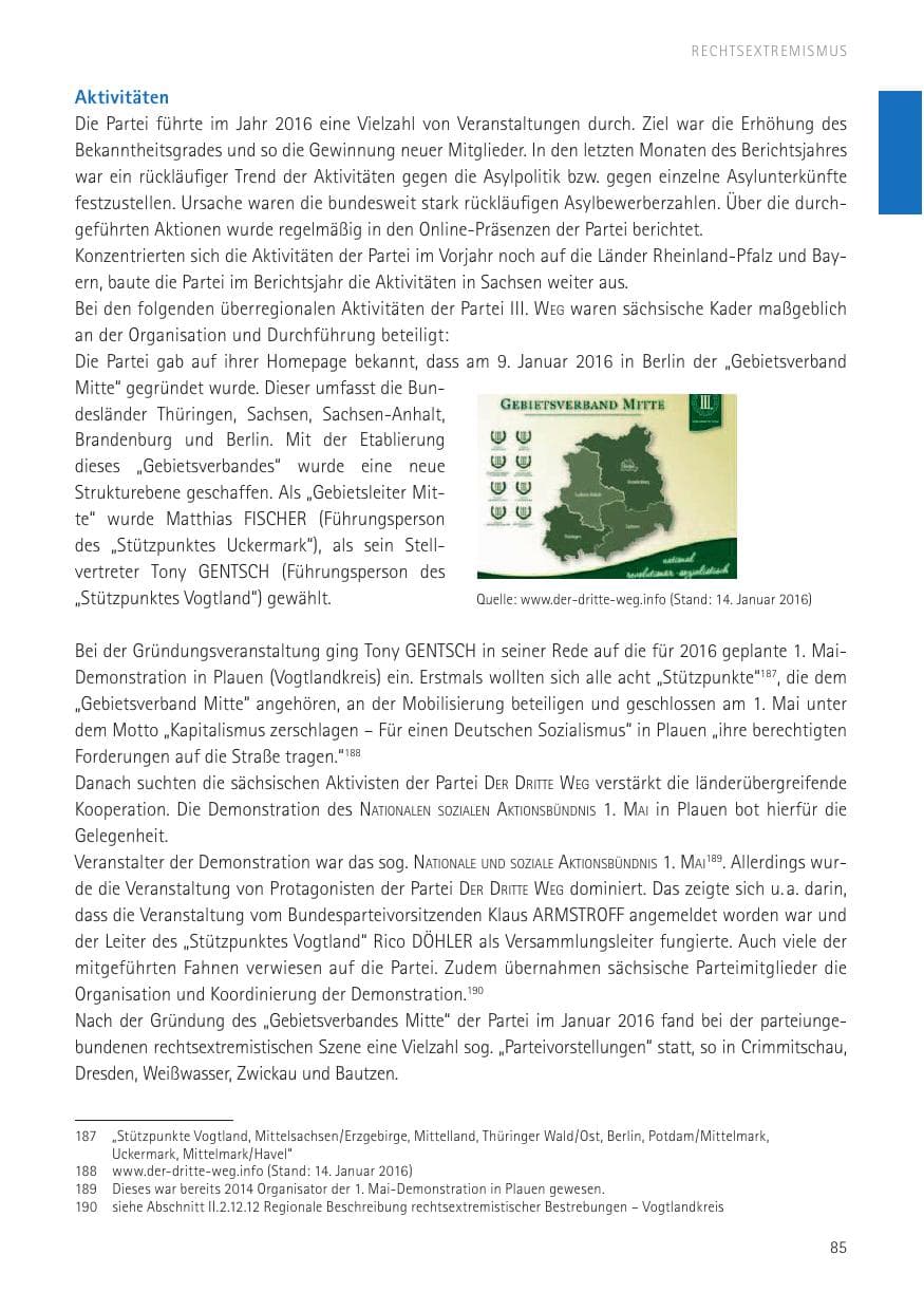 Seite 87 des Verfassungsschutzbericht 2016 Sachsen