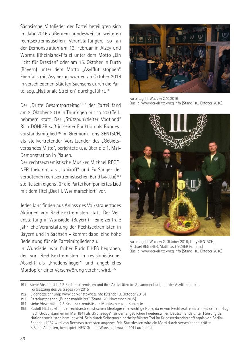 Seite 88 des Verfassungsschutzbericht 2016 Sachsen