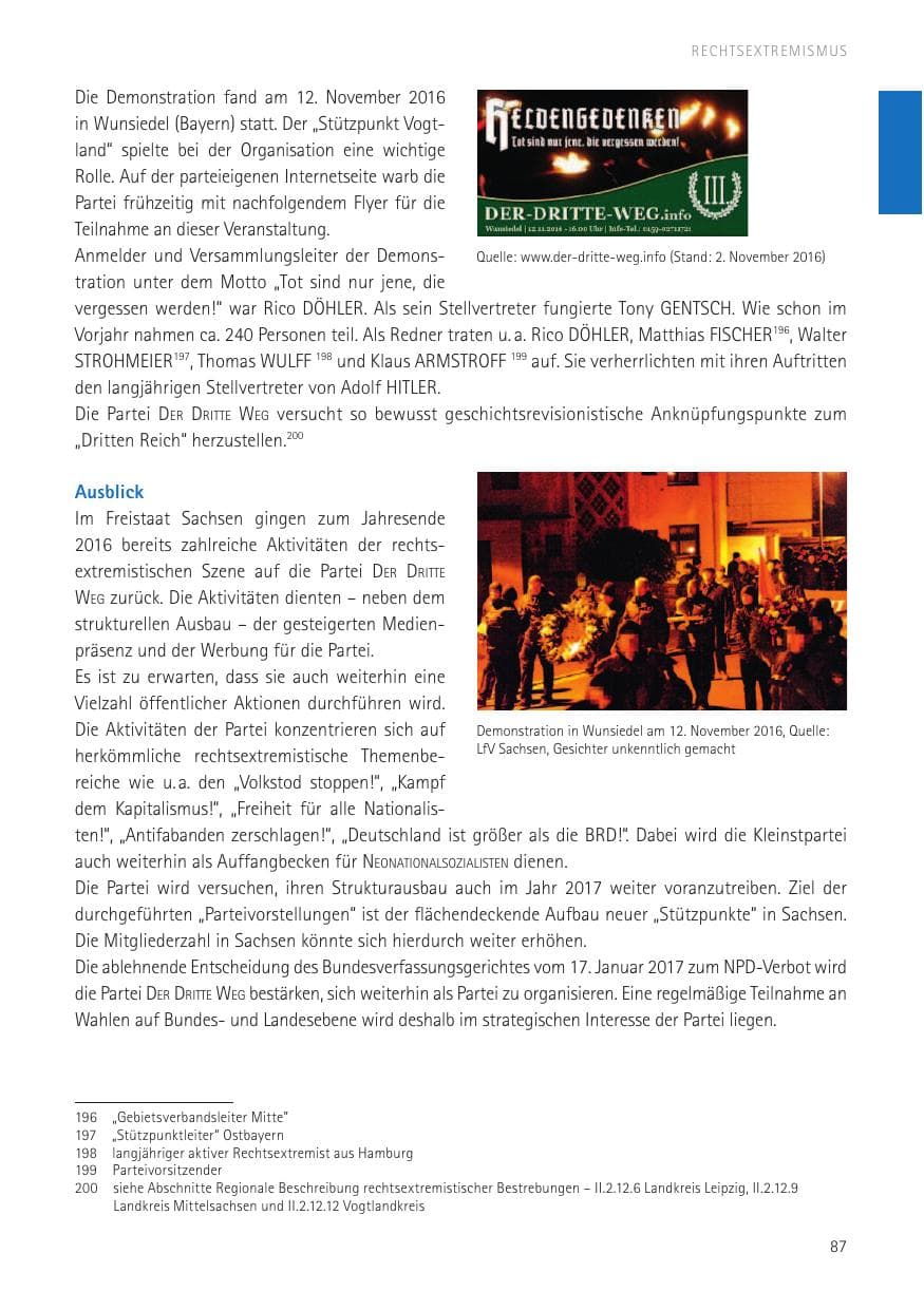Seite 89 des Verfassungsschutzbericht 2016 Sachsen