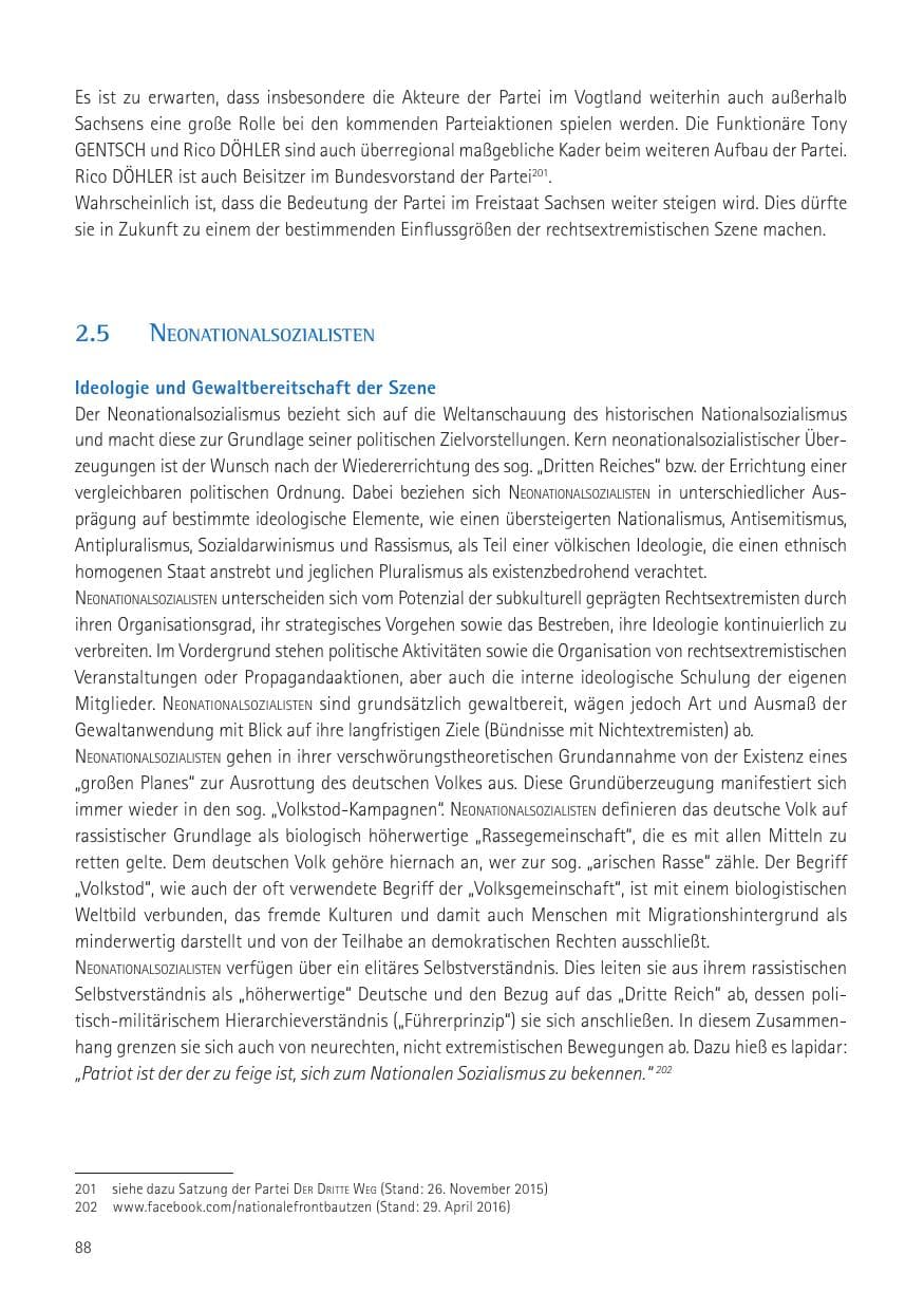Seite 90 des Verfassungsschutzbericht 2016 Sachsen