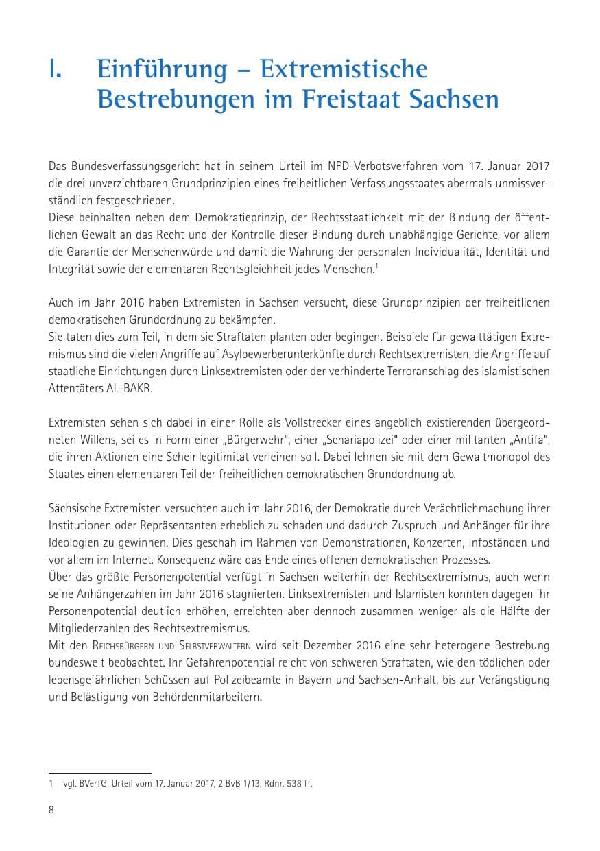 Seite 10 des Verfassungsschutzbericht 2016 Sachsen