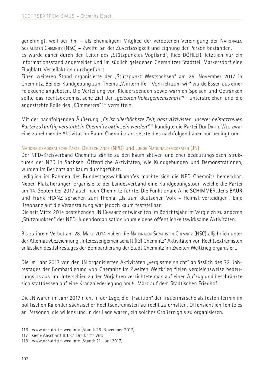 Seite 102 des Verfassungsschutzbericht 2017 Sachsen