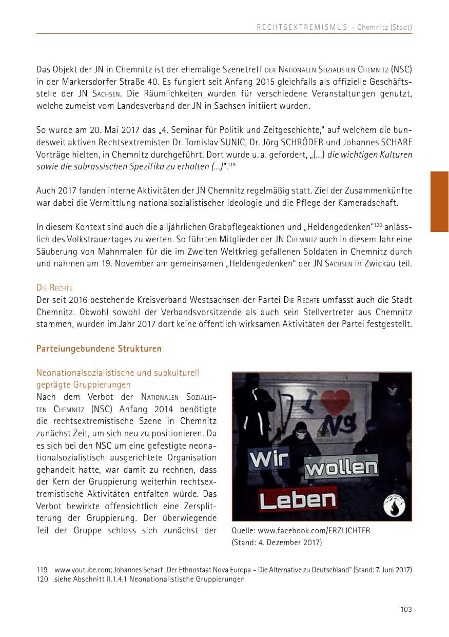 Seite 103 des Verfassungsschutzbericht 2017 Sachsen