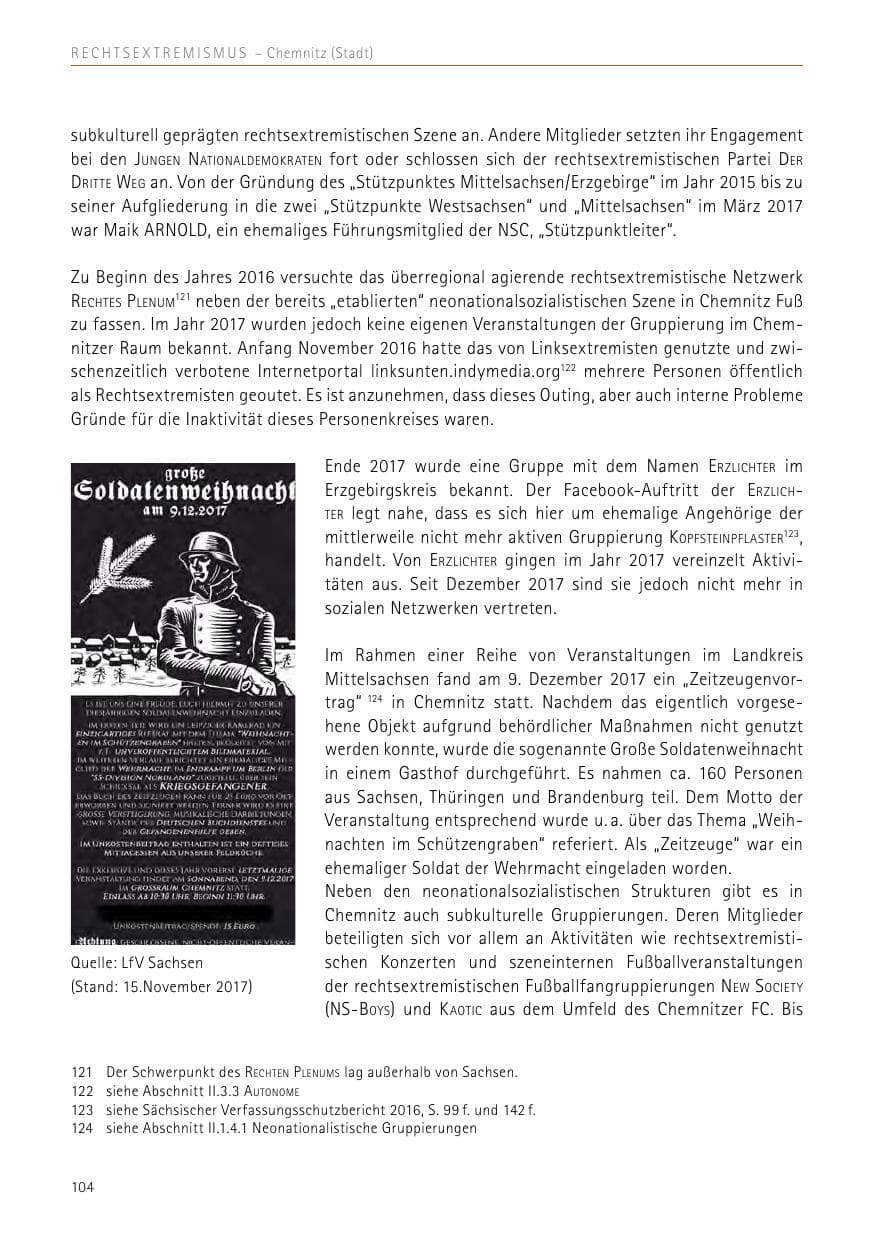 Seite 104 des Verfassungsschutzbericht 2017 Sachsen