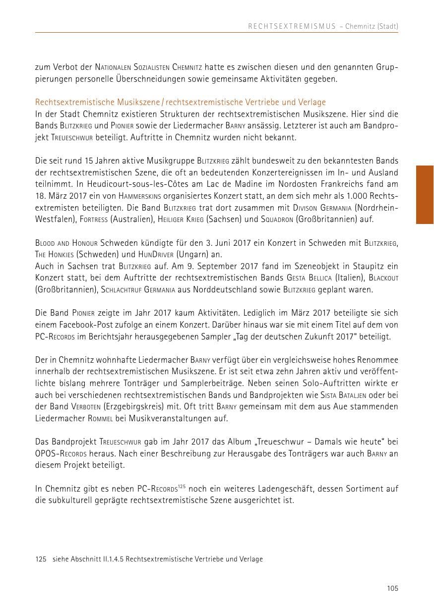 Seite 105 des Verfassungsschutzbericht 2017 Sachsen