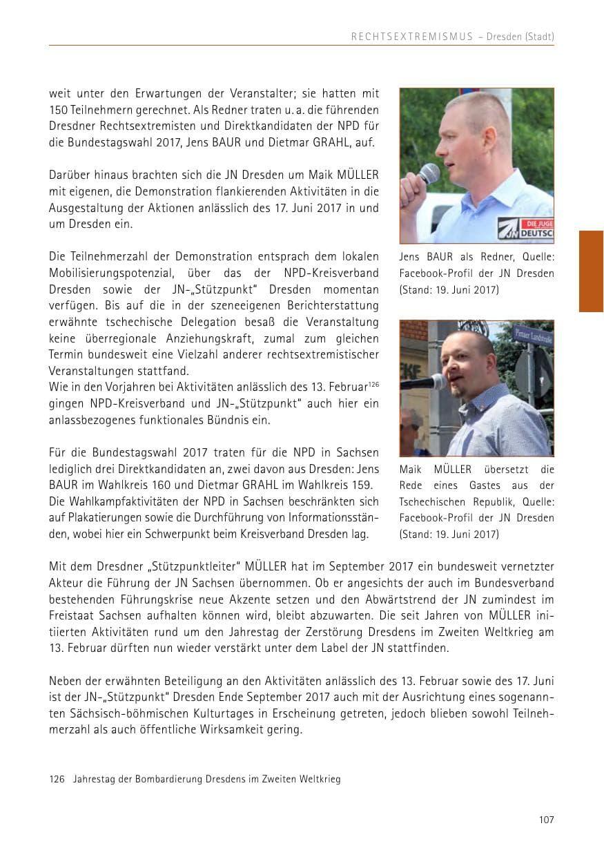 Seite 107 des Verfassungsschutzbericht 2017 Sachsen