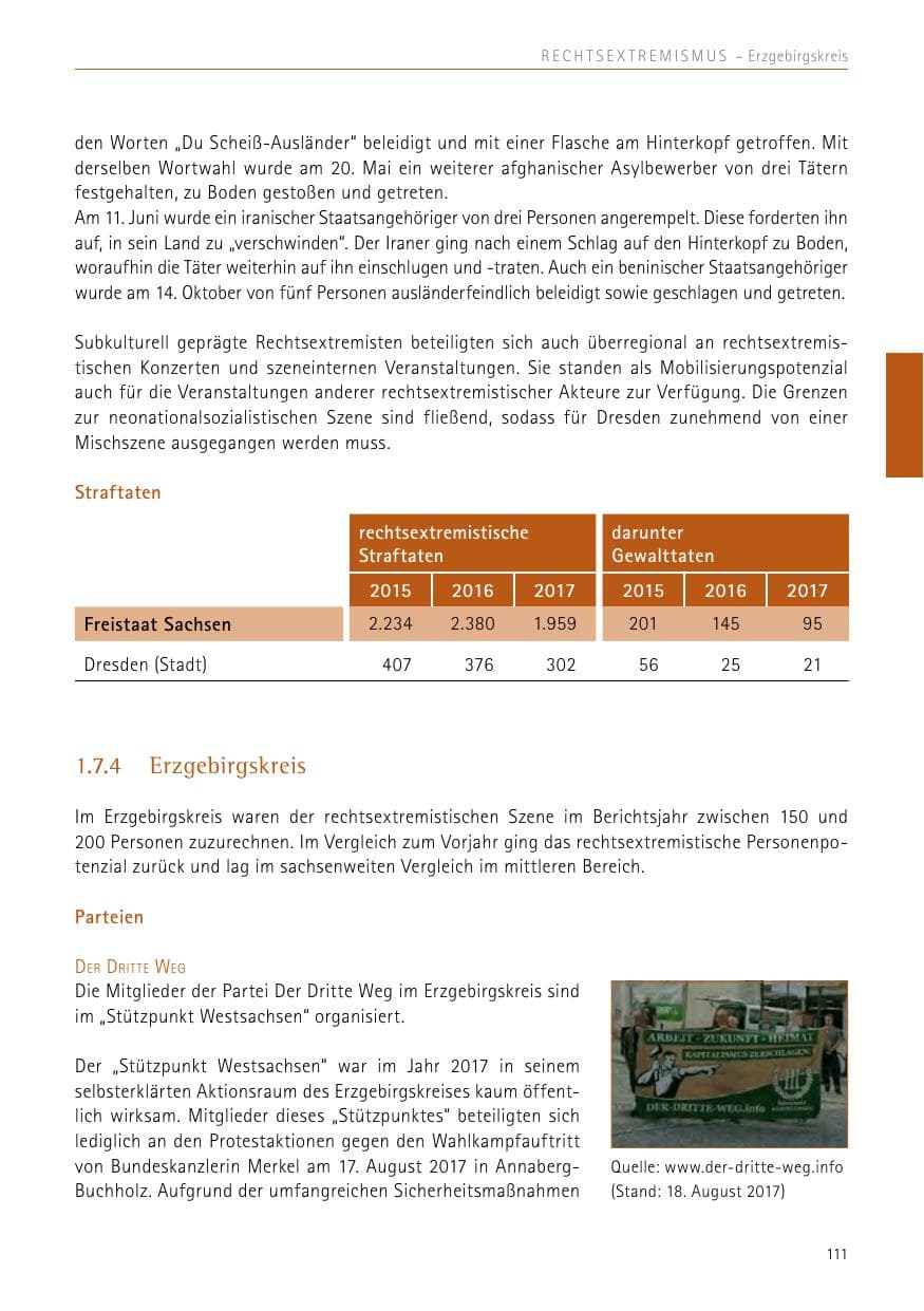 Seite 111 des Verfassungsschutzbericht 2017 Sachsen