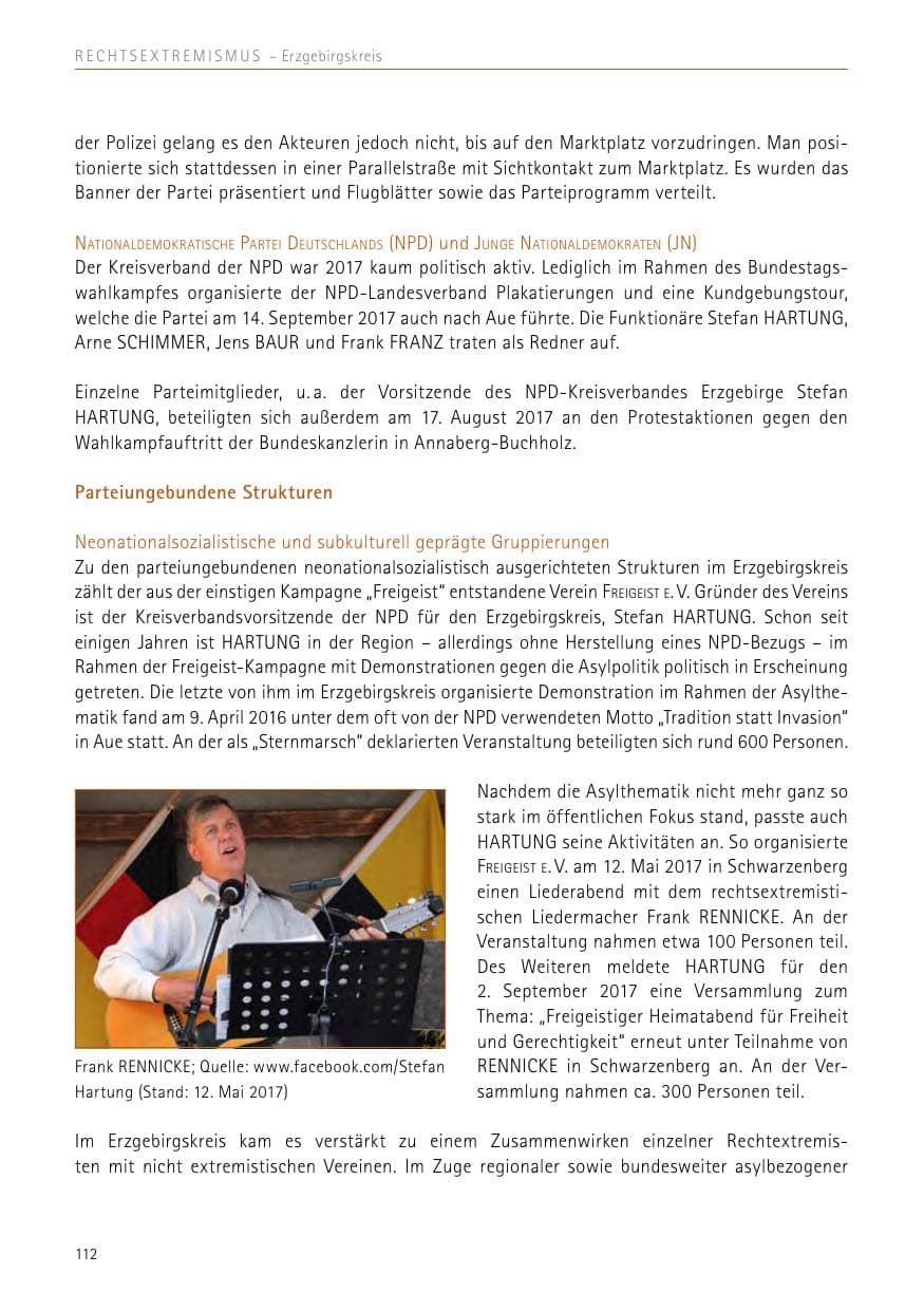 Seite 112 des Verfassungsschutzbericht 2017 Sachsen