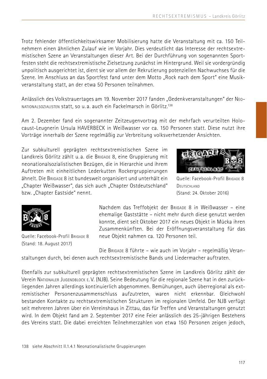 Seite 117 des Verfassungsschutzbericht 2017 Sachsen