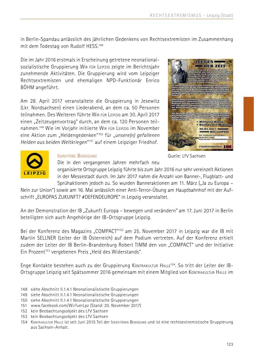 Seite 123 des Verfassungsschutzbericht 2017 Sachsen