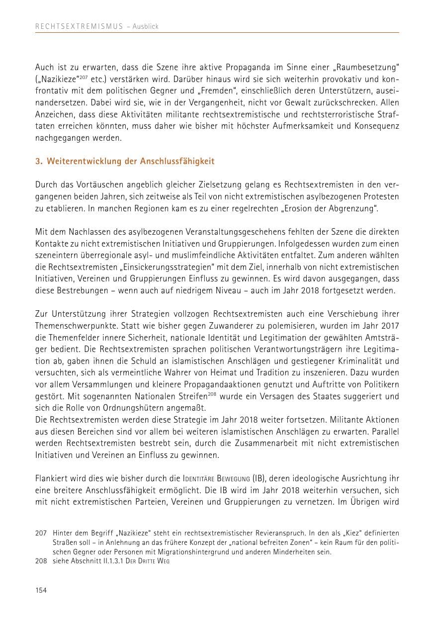 Seite 154 des Verfassungsschutzbericht 2017 Sachsen