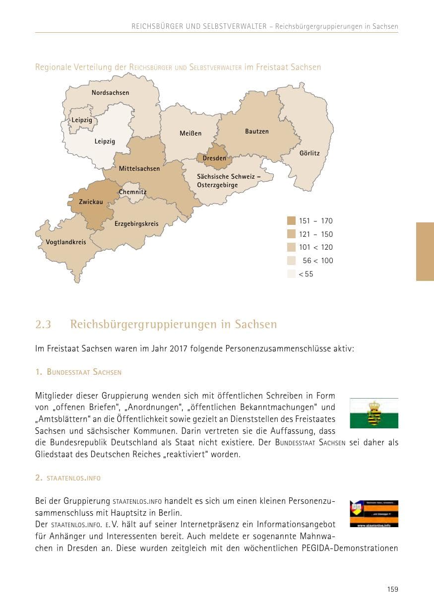 Seite 159 des Verfassungsschutzbericht 2017 Sachsen
