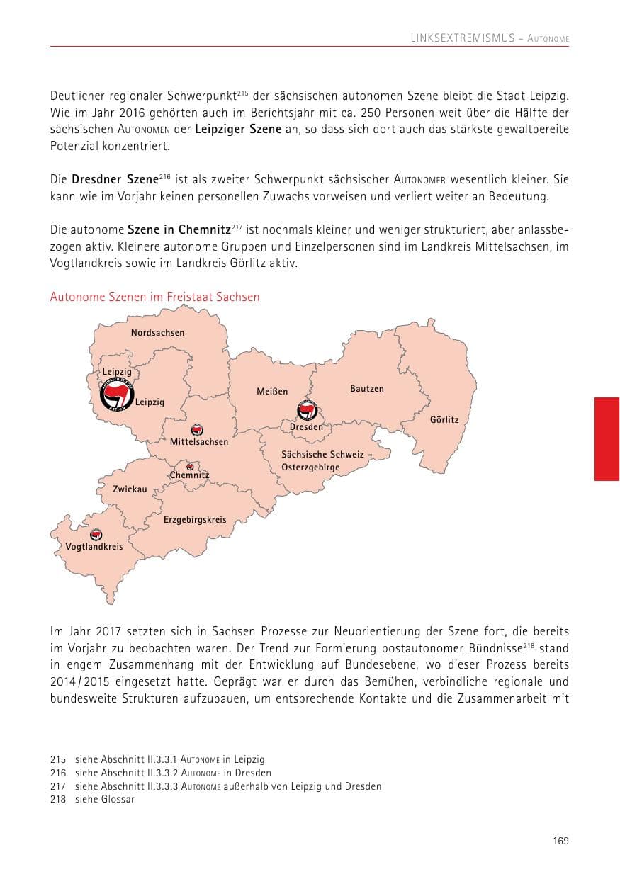 Seite 169 des Verfassungsschutzbericht 2017 Sachsen