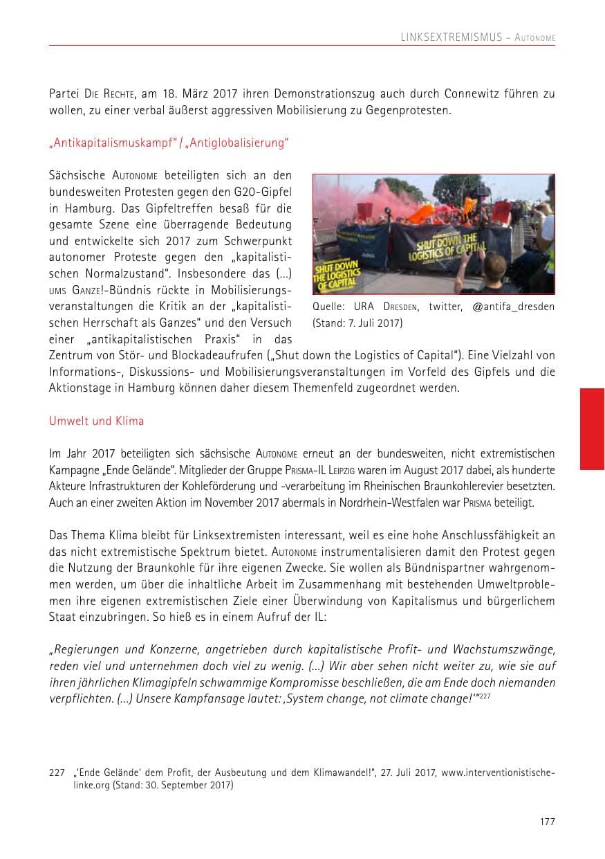 Seite 177 des Verfassungsschutzbericht 2017 Sachsen