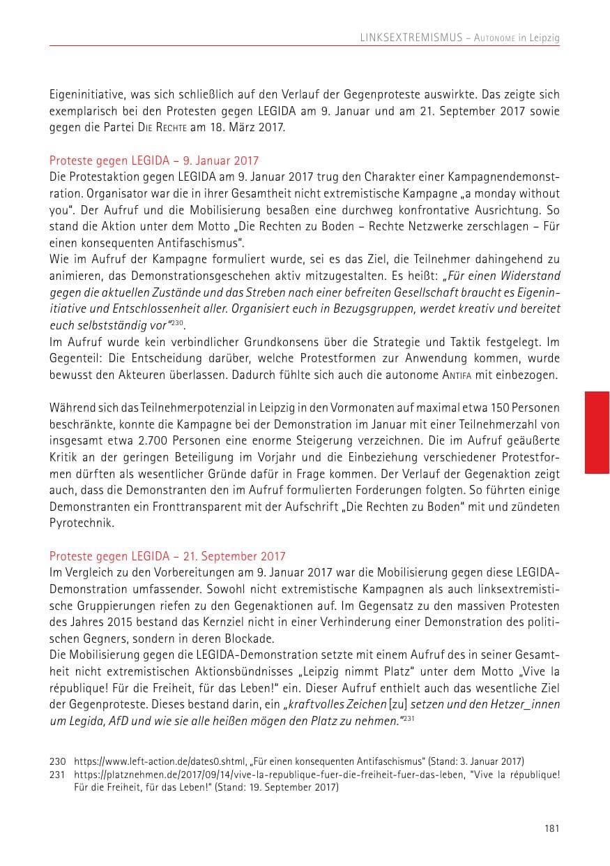 Seite 181 des Verfassungsschutzbericht 2017 Sachsen