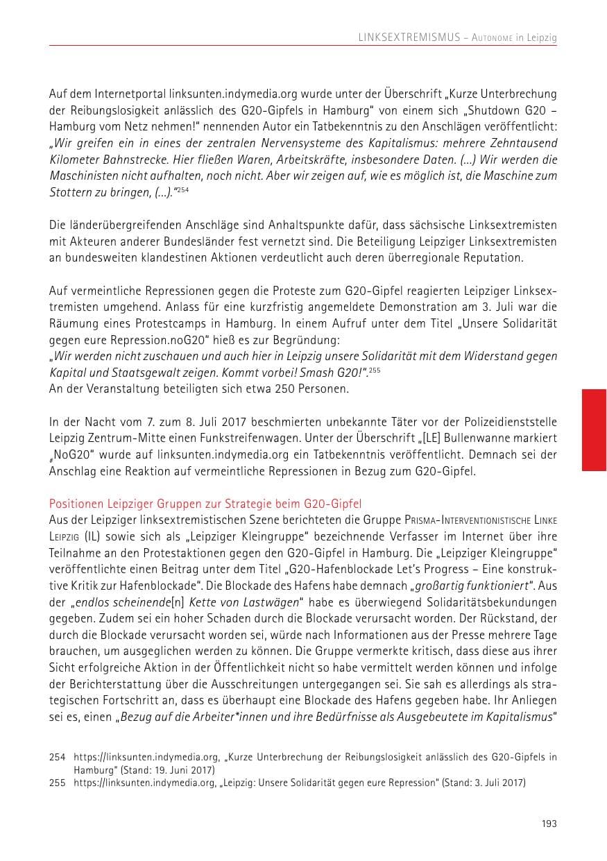 Seite 193 des Verfassungsschutzbericht 2017 Sachsen