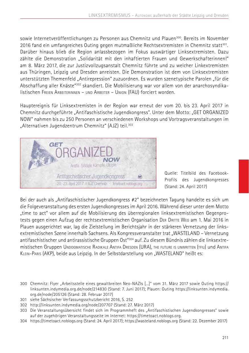 Seite 211 des Verfassungsschutzbericht 2017 Sachsen