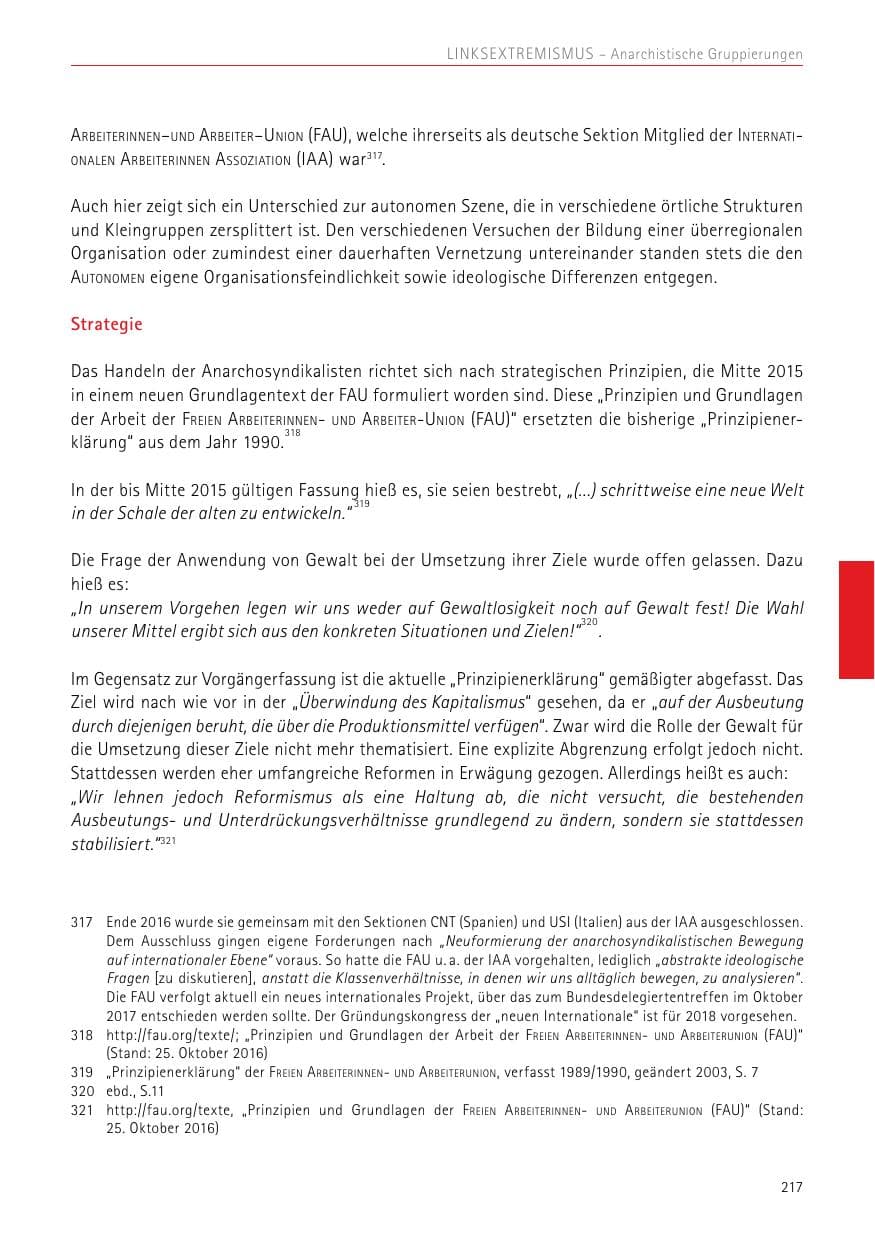 Seite 217 des Verfassungsschutzbericht 2017 Sachsen