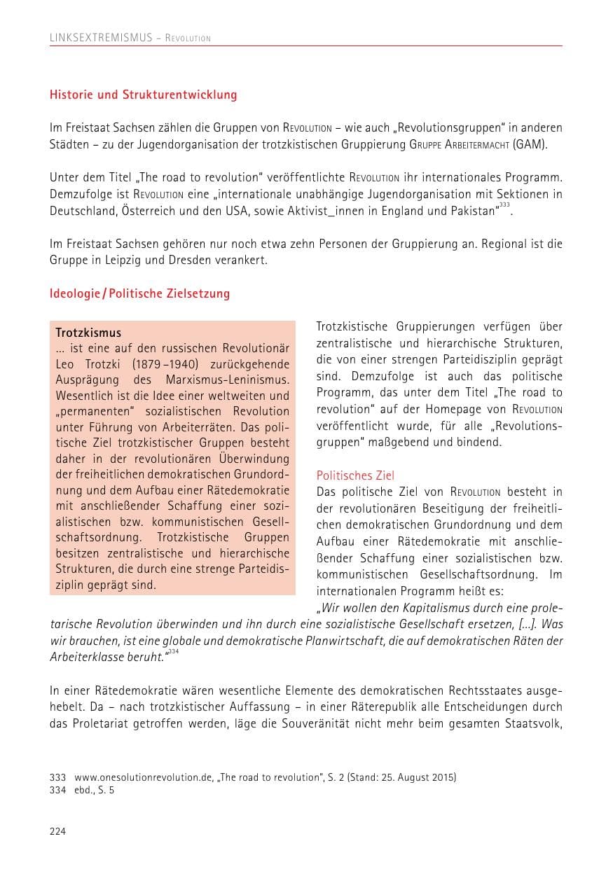 Seite 224 des Verfassungsschutzbericht 2017 Sachsen