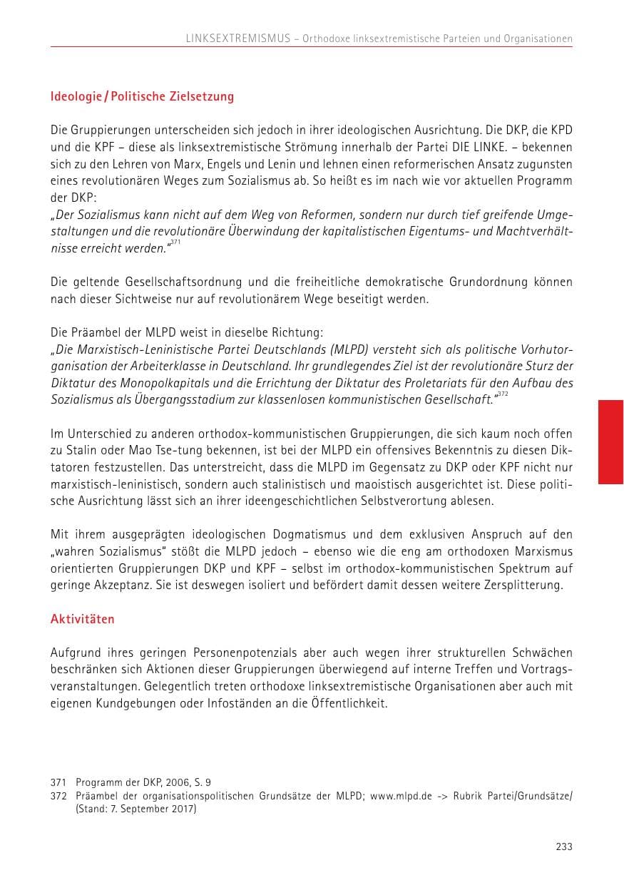 Seite 233 des Verfassungsschutzbericht 2017 Sachsen