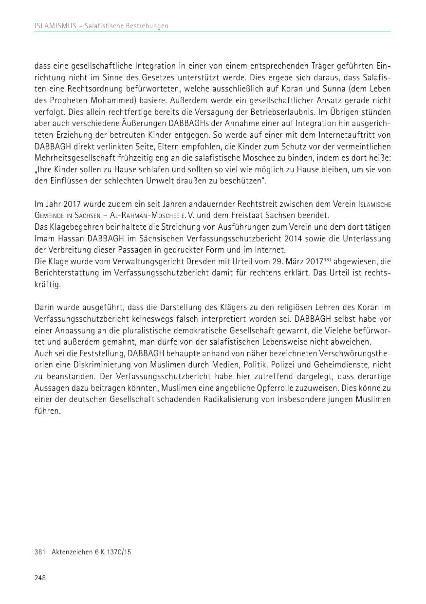 Seite 248 des Verfassungsschutzbericht 2017 Sachsen