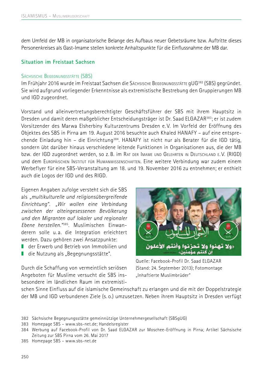Seite 250 des Verfassungsschutzbericht 2017 Sachsen