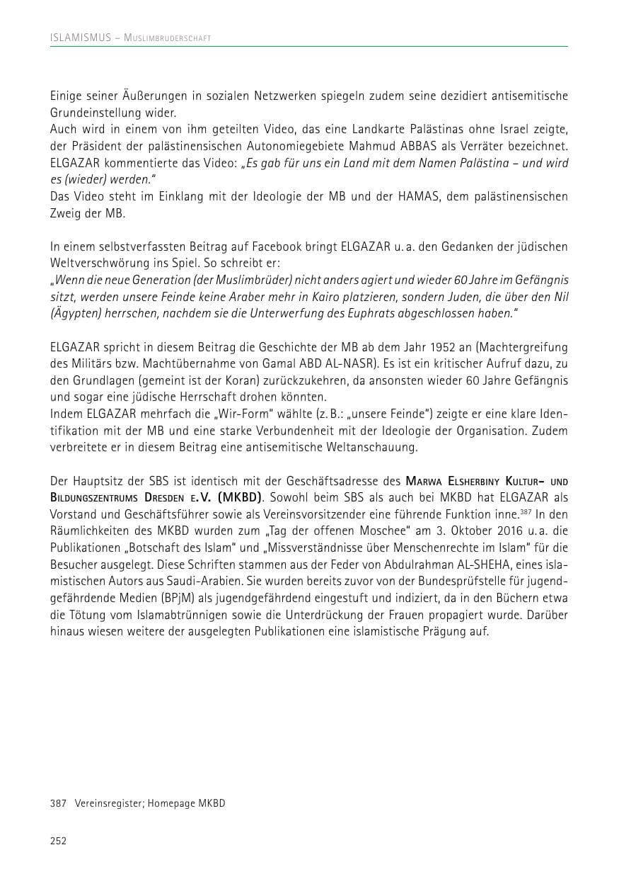 Seite 252 des Verfassungsschutzbericht 2017 Sachsen