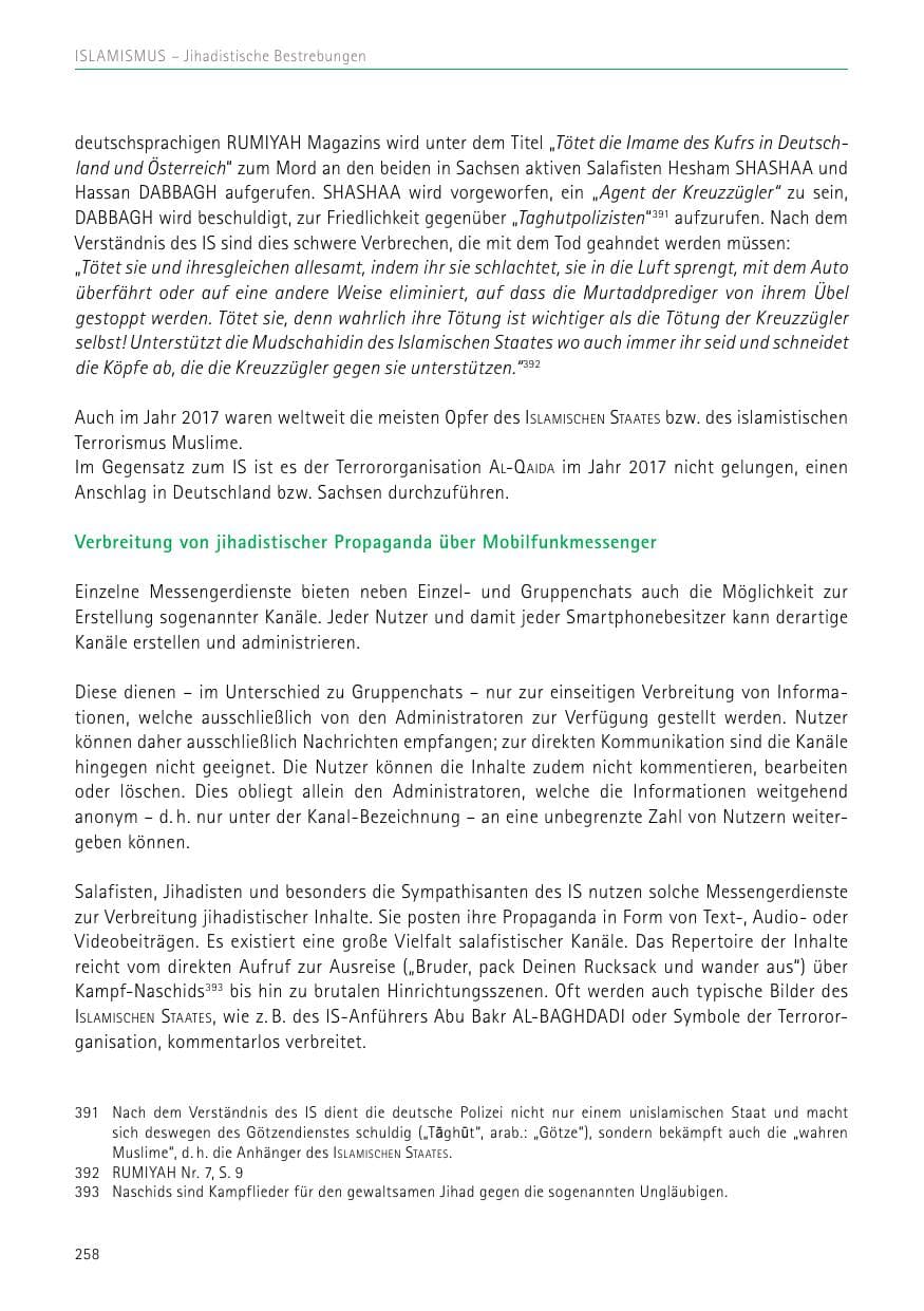 Seite 258 des Verfassungsschutzbericht 2017 Sachsen