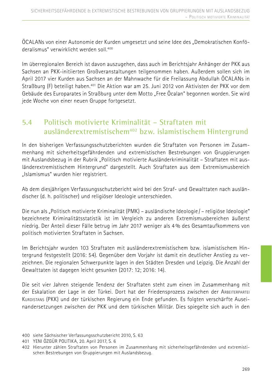 Seite 269 des Verfassungsschutzbericht 2017 Sachsen
