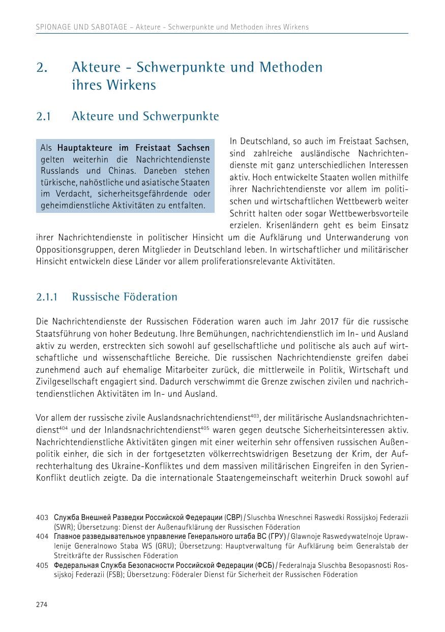 Seite 274 des Verfassungsschutzbericht 2017 Sachsen