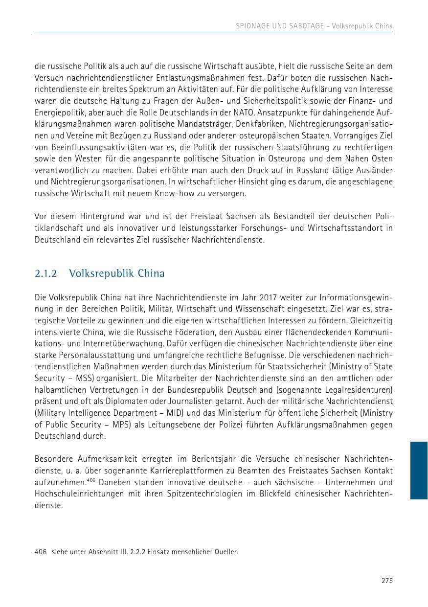 Seite 275 des Verfassungsschutzbericht 2017 Sachsen