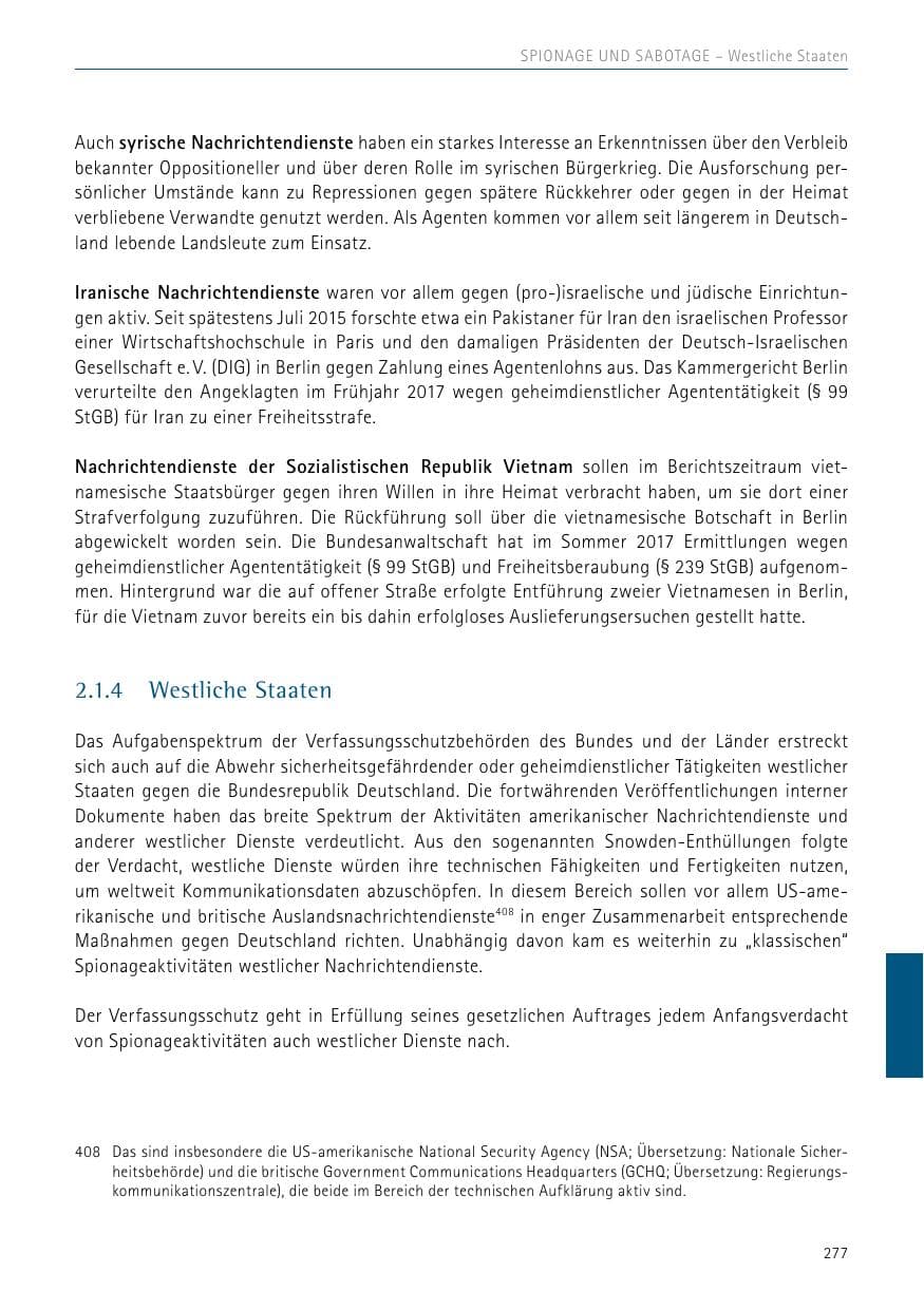 Seite 277 des Verfassungsschutzbericht 2017 Sachsen