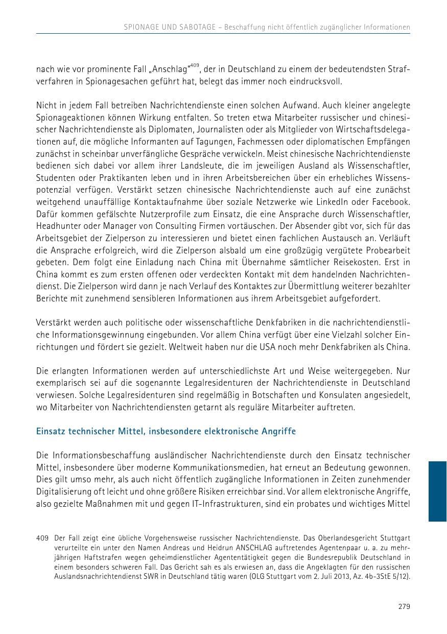 Seite 279 des Verfassungsschutzbericht 2017 Sachsen