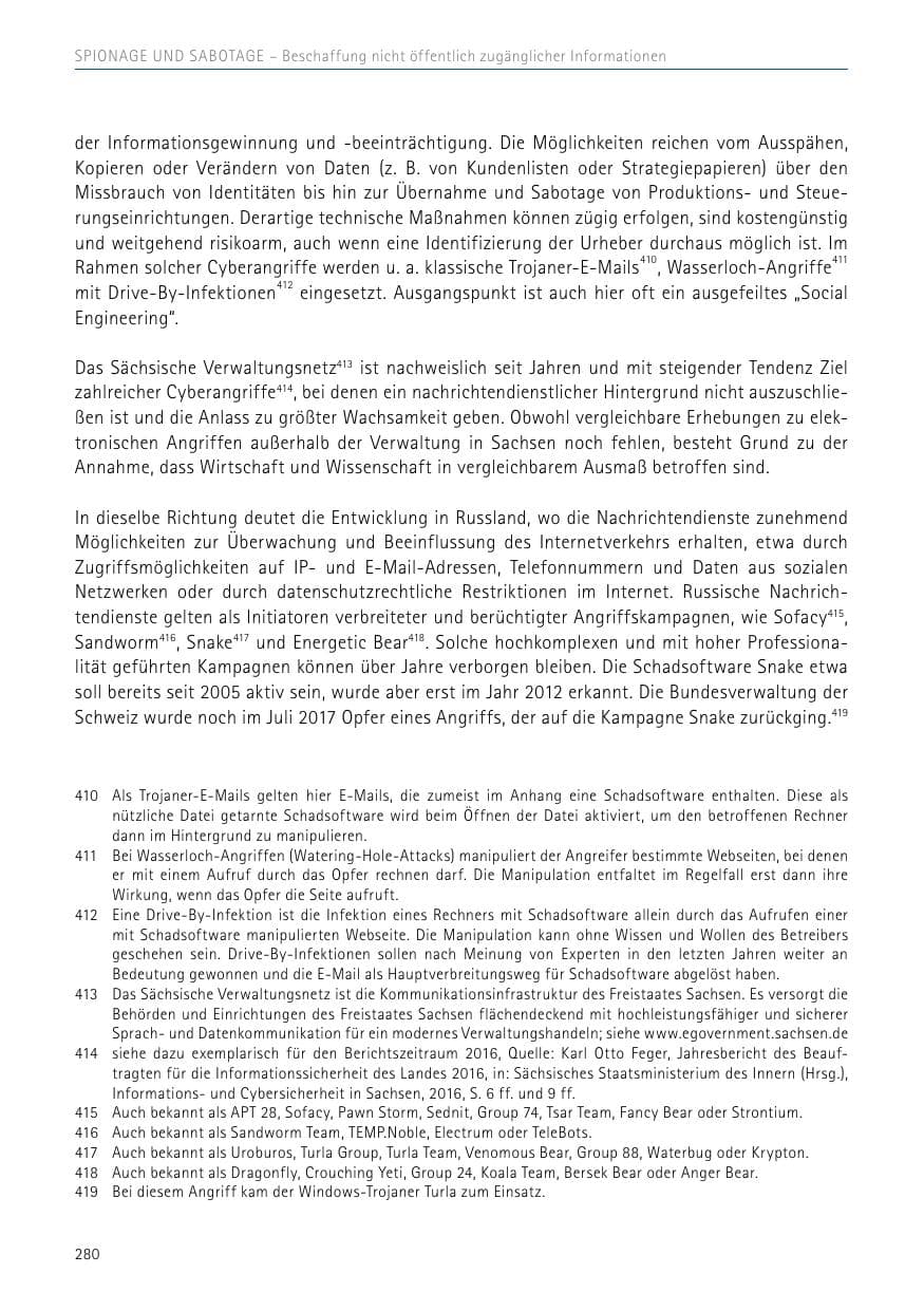 Seite 280 des Verfassungsschutzbericht 2017 Sachsen
