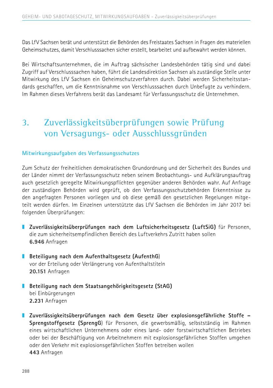 Seite 288 des Verfassungsschutzbericht 2017 Sachsen
