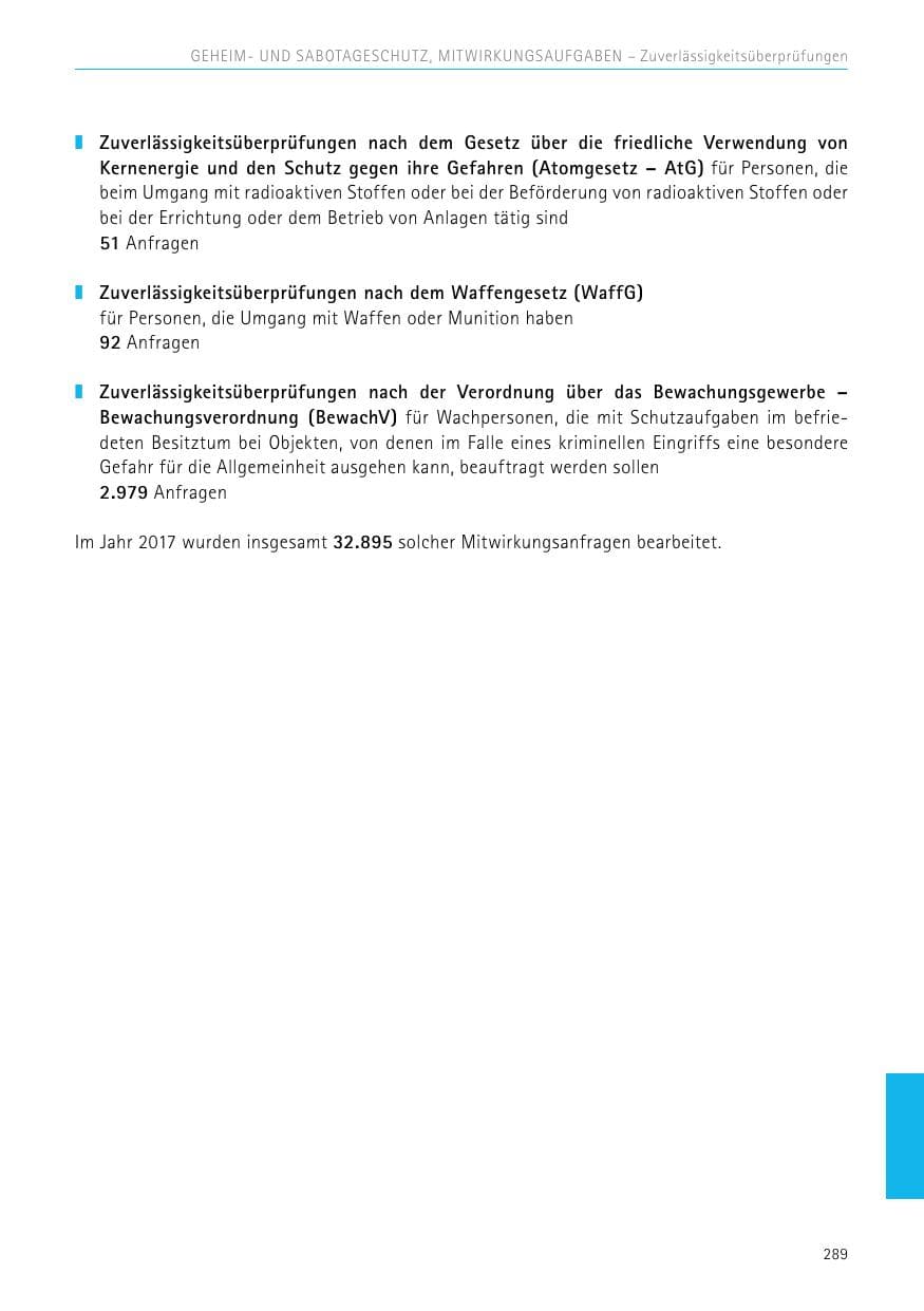 Seite 289 des Verfassungsschutzbericht 2017 Sachsen