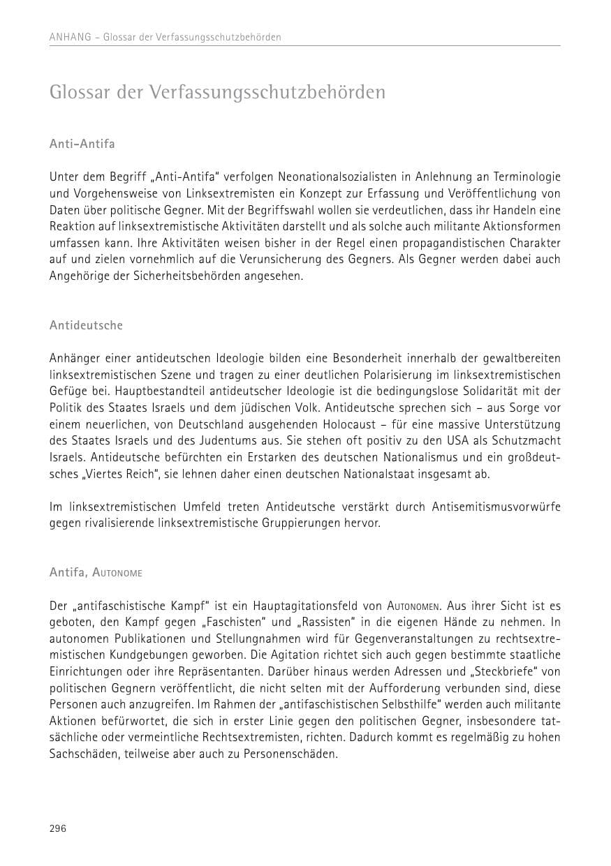 Seite 296 des Verfassungsschutzbericht 2017 Sachsen