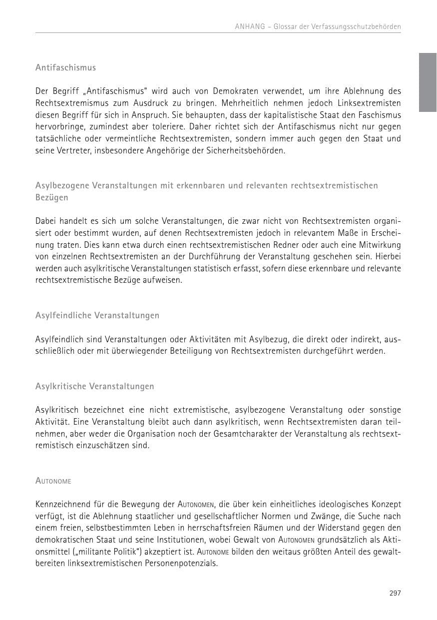 Seite 297 des Verfassungsschutzbericht 2017 Sachsen