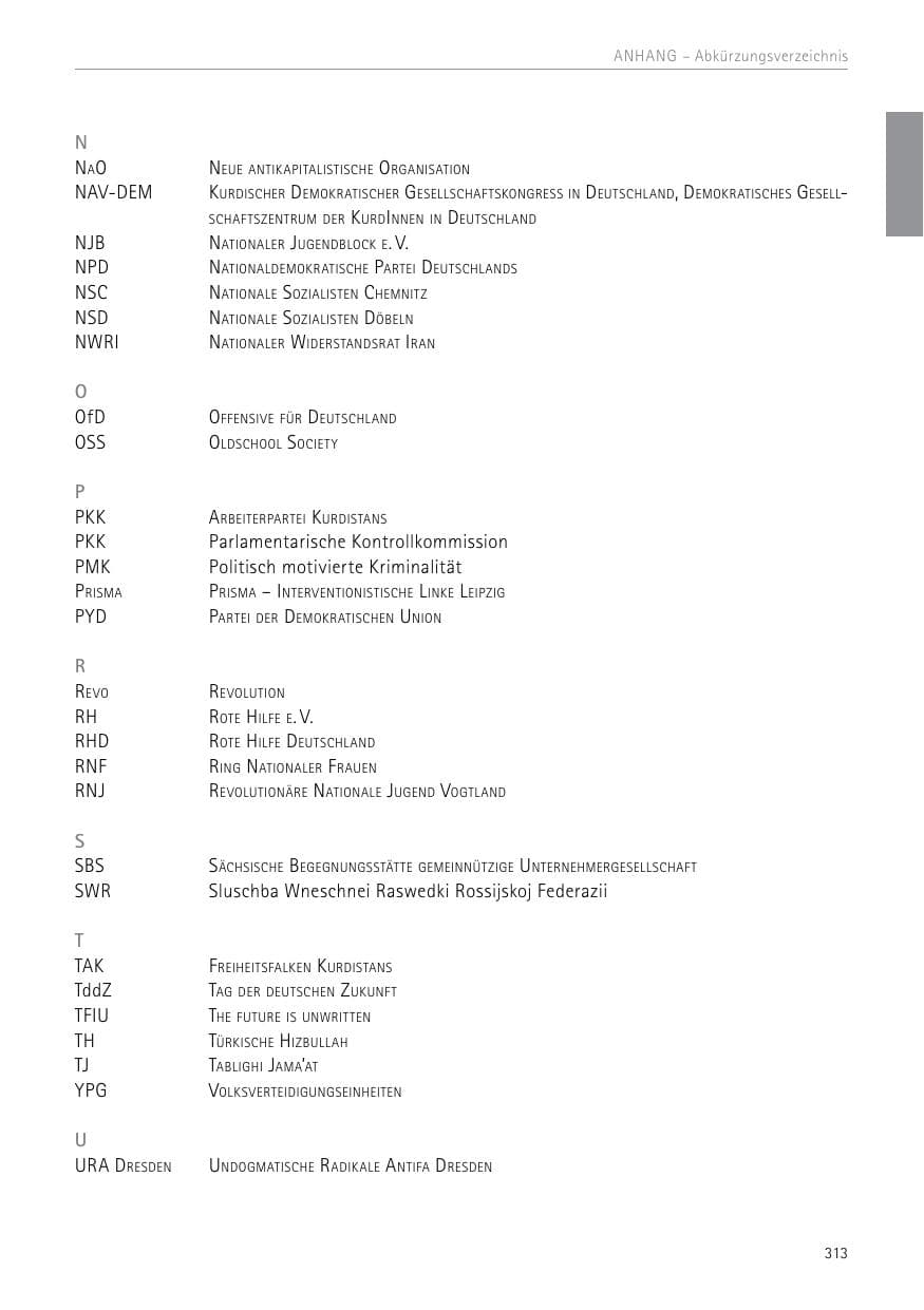 Seite 313 des Verfassungsschutzbericht 2017 Sachsen