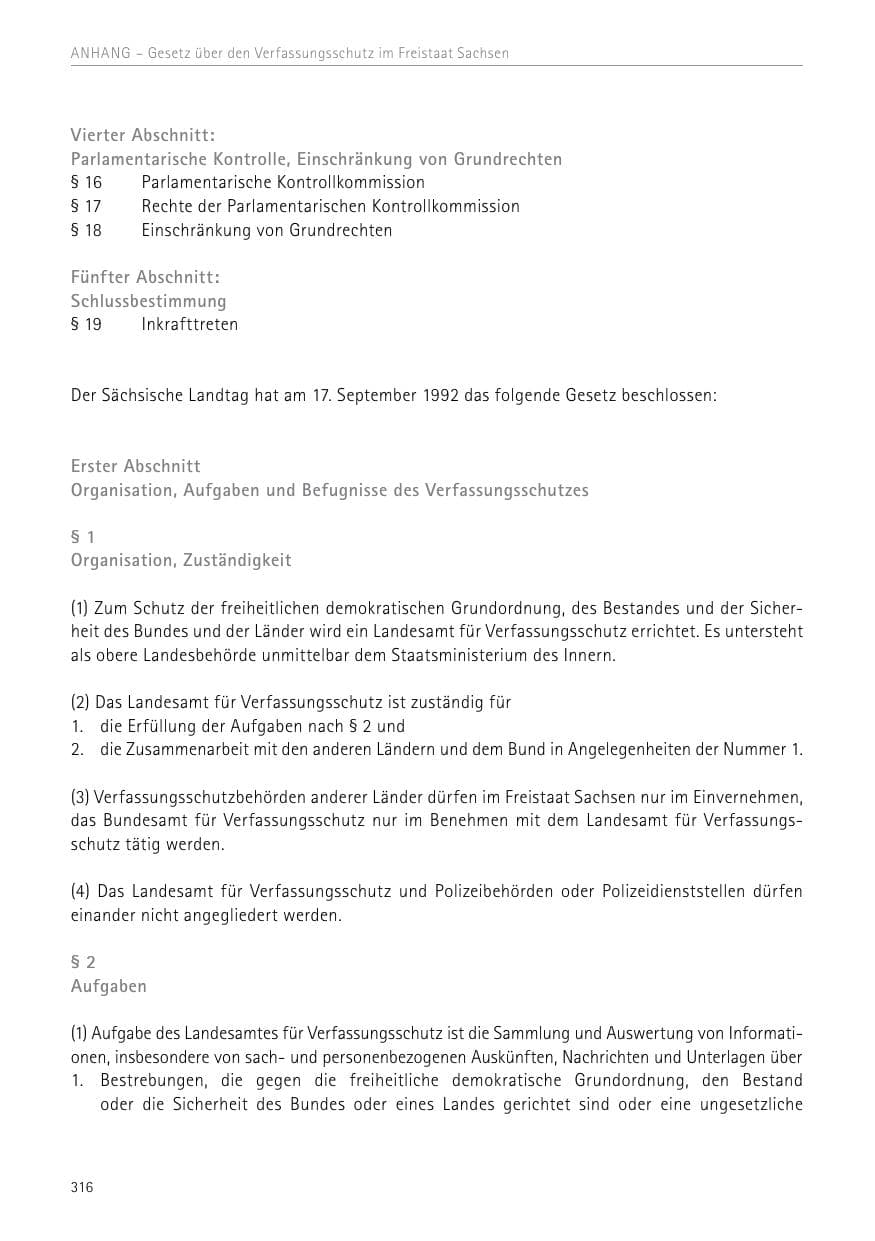Seite 316 des Verfassungsschutzbericht 2017 Sachsen