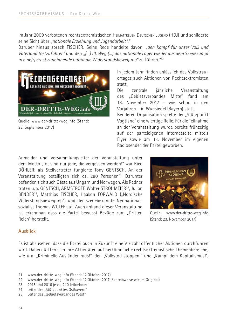 Seite 34 des Verfassungsschutzbericht 2017 Sachsen