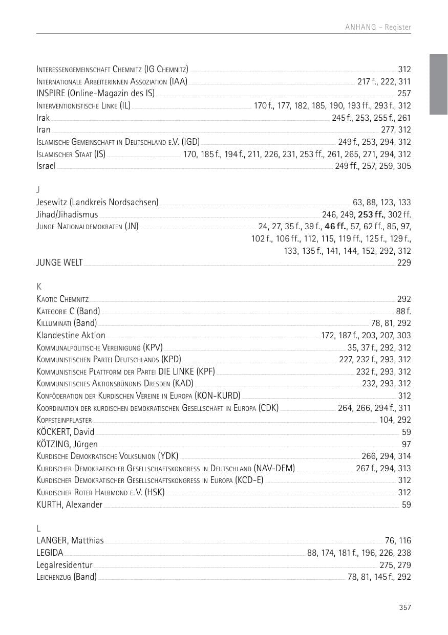 Seite 357 des Verfassungsschutzbericht 2017 Sachsen