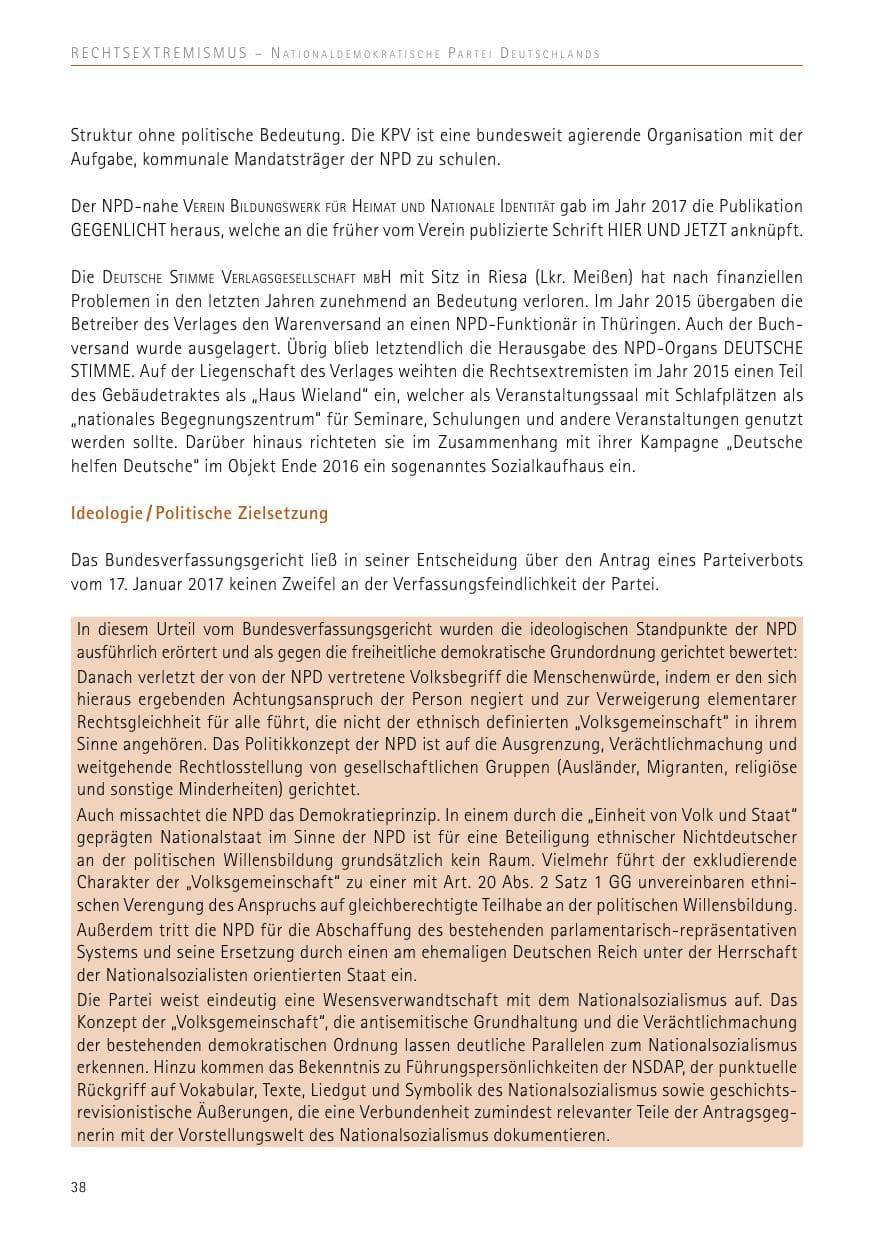 Seite 38 des Verfassungsschutzbericht 2017 Sachsen