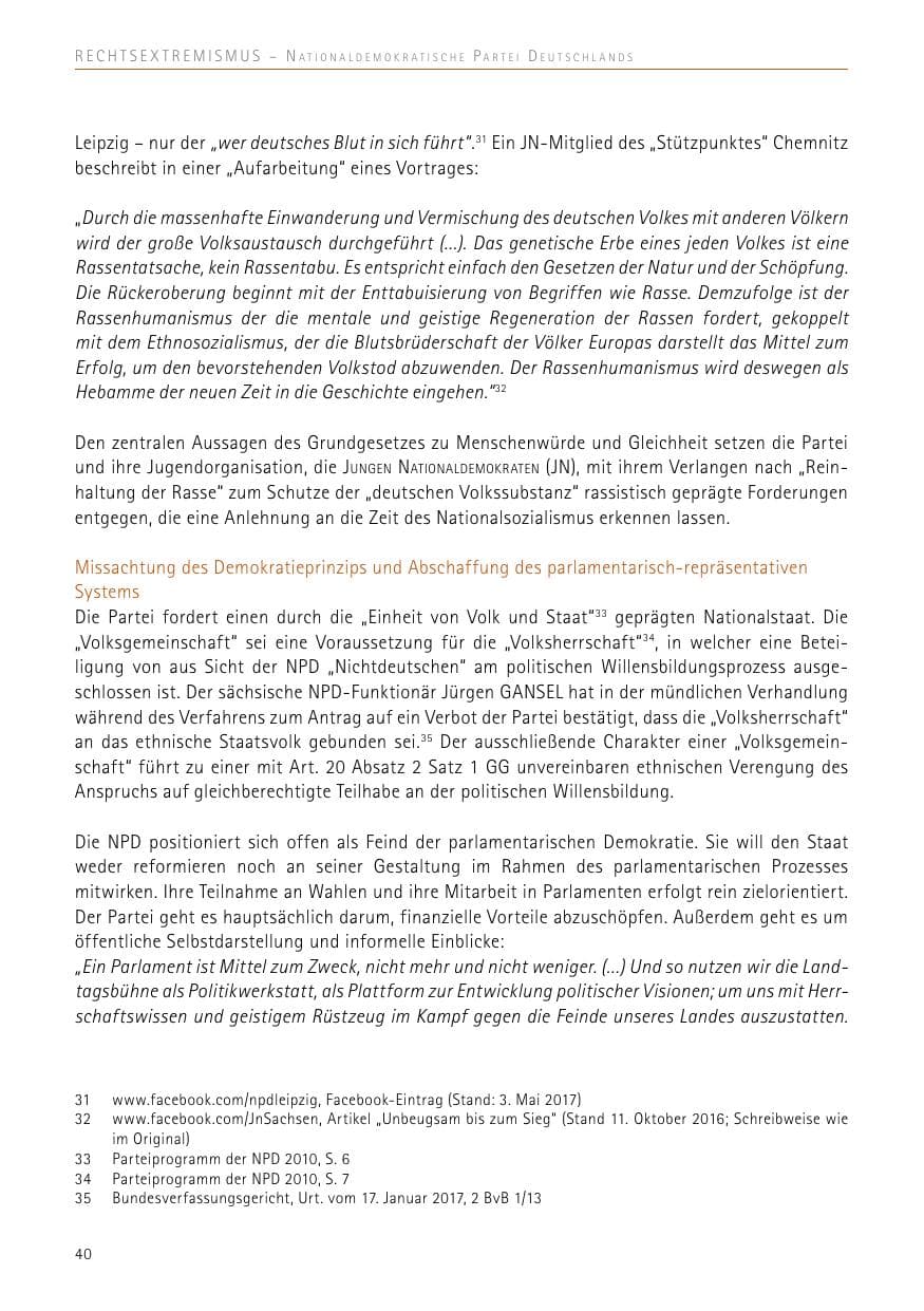 Seite 40 des Verfassungsschutzbericht 2017 Sachsen
