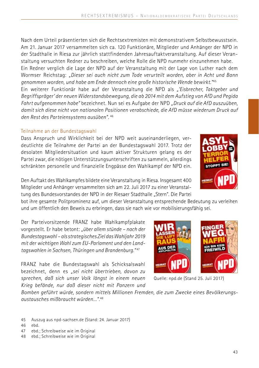 Seite 43 des Verfassungsschutzbericht 2017 Sachsen