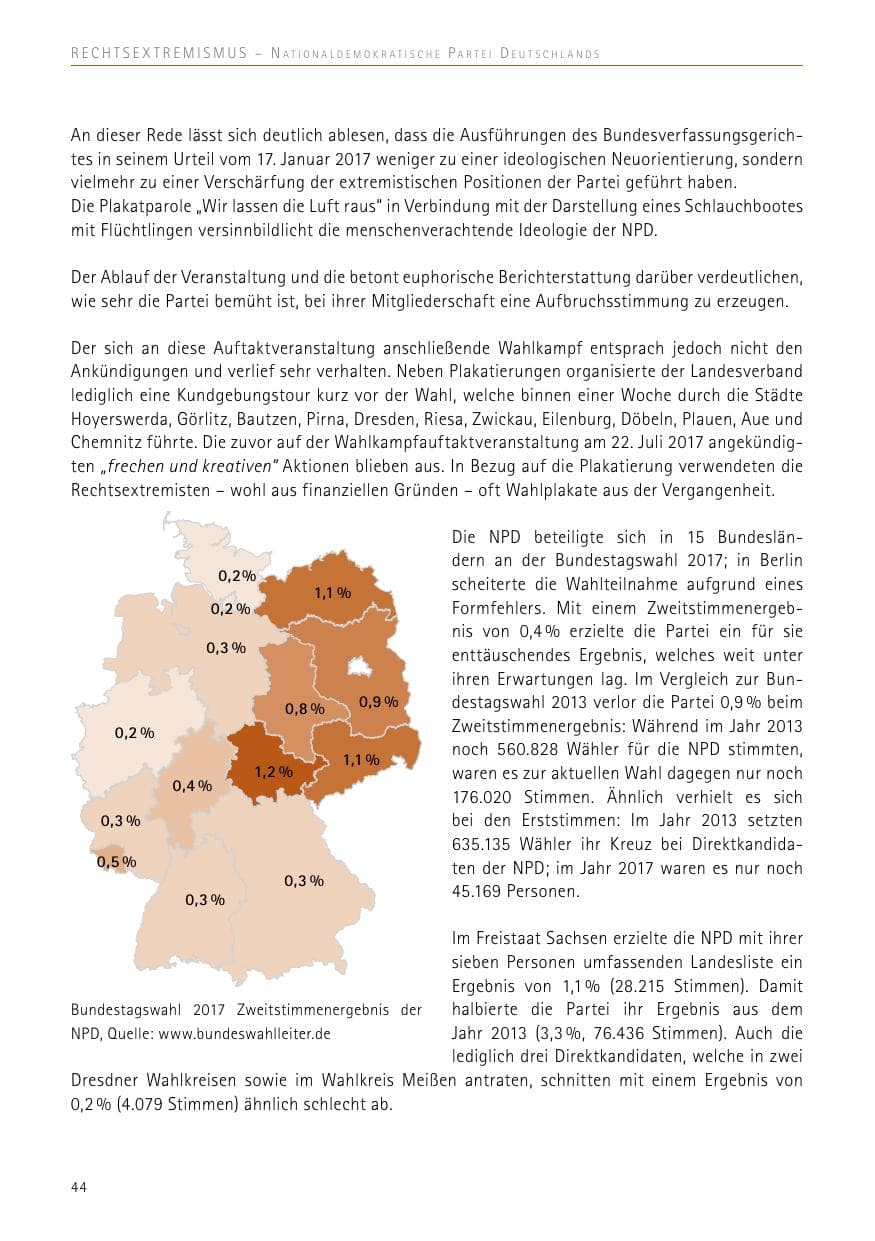 Seite 44 des Verfassungsschutzbericht 2017 Sachsen