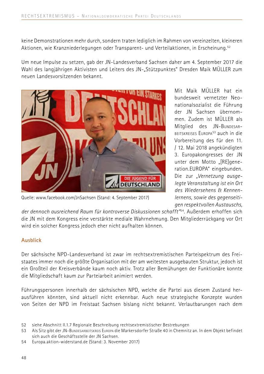 Seite 48 des Verfassungsschutzbericht 2017 Sachsen