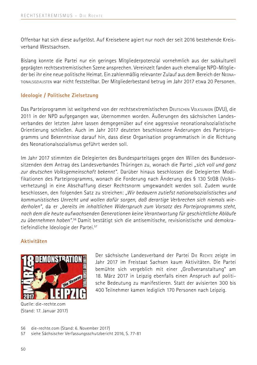 Seite 50 des Verfassungsschutzbericht 2017 Sachsen