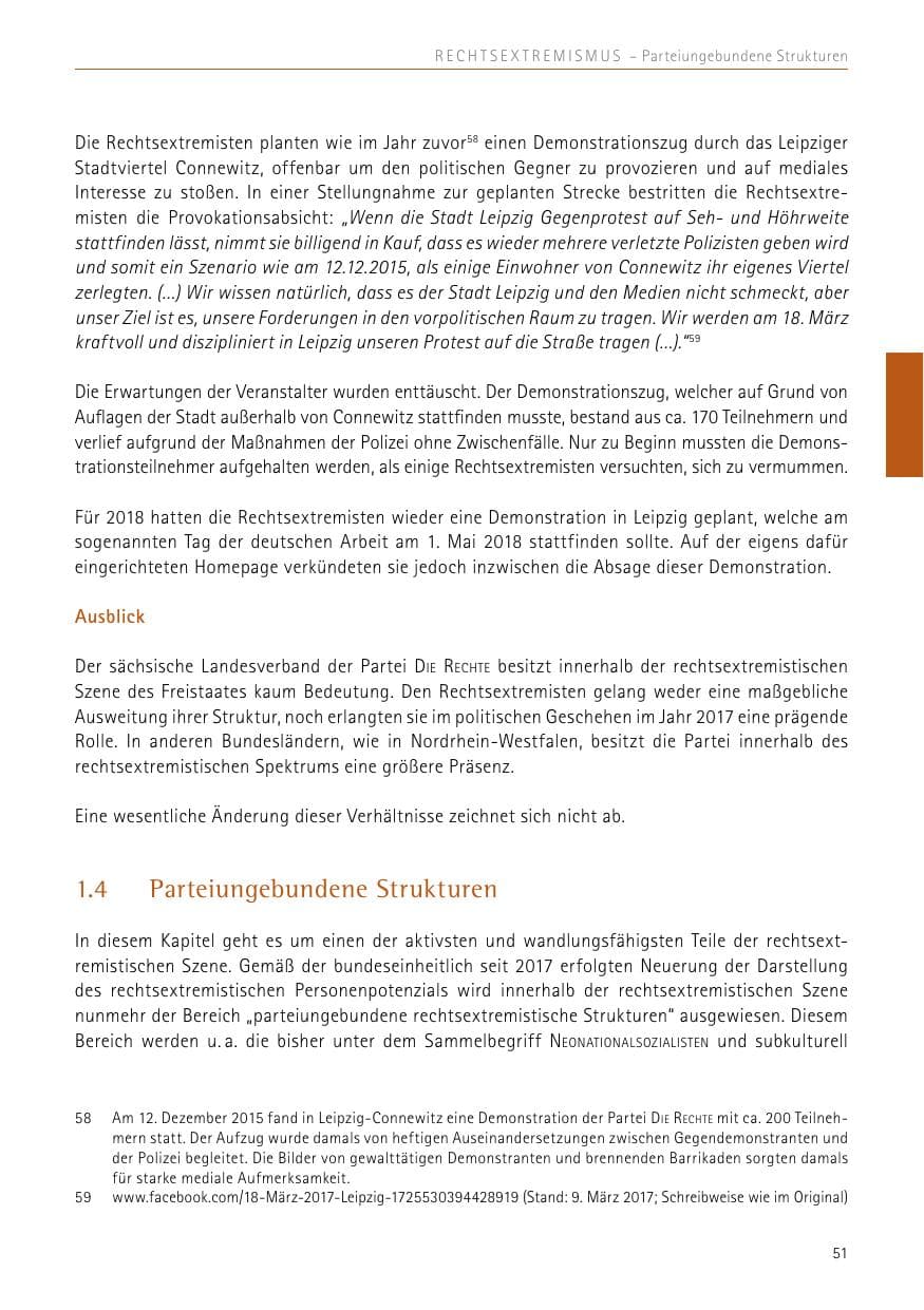Seite 51 des Verfassungsschutzbericht 2017 Sachsen
